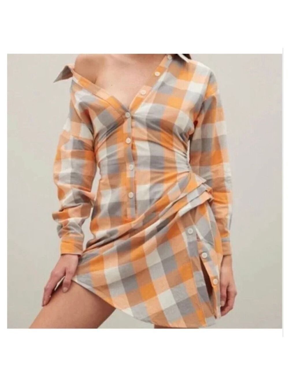 Women's ATOIR Orange Gray Plaid Vision Mini Dress Size 6